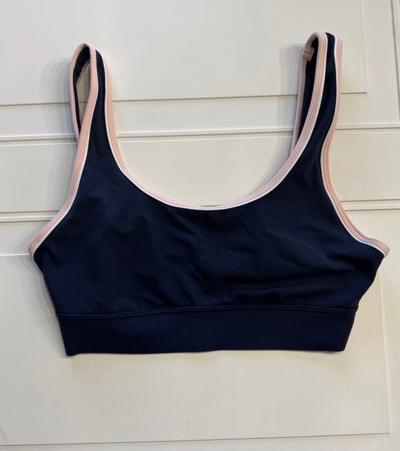 Athleta Other - Athleta Womens Sz L Blue Pink Trim Sports Bra Crop Top Yoga Workout Activewear